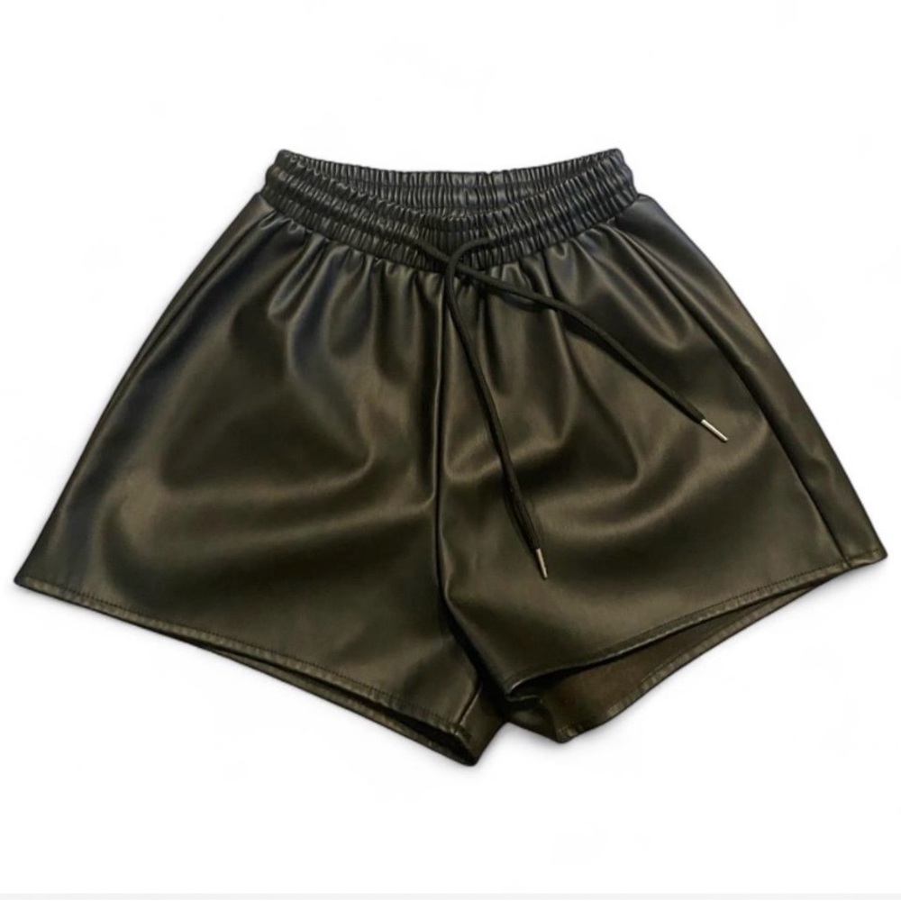 Black Faux Leather Shorts